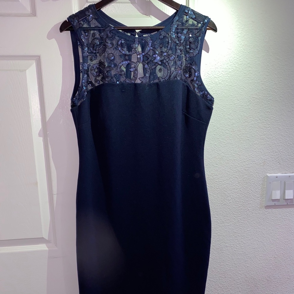 Blue sequin top dress